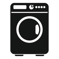 Black icon symbolizing a frontloading washing machine, suitable for various applications vector