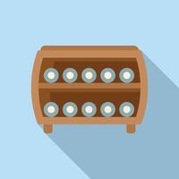 Flat design vintage wooden egg cabinet icon vector