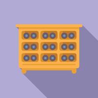 Flat design of a vintage apothecary cabinet with multiple drawers vector