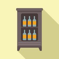 illustration of a wine cabinet with bottles on shelves, cast in soft shadow vector