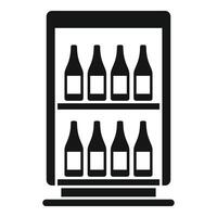 Icon of bottles on shelves inside refrigerator vector