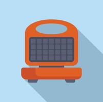 illustration of a modern, orange solarpowered calculator with a shadow on a blue background vector