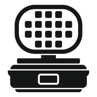 Simple blackandwhite icon of a classic waffle maker, ideal for kitchenthemed designs vector