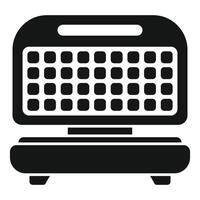 Black and white illustration of computer keyboard and monitor vector