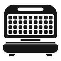 Black and white illustration of computer keyboard and monitor vector