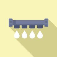 Flat design icon of grey water pipe with droplets vector