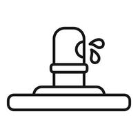 Black and white line art icon of a faucet with water drops, depicting a water leak vector