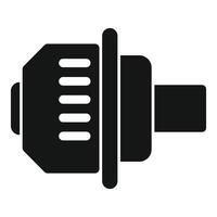 Black silhouette of camera lens icon vector