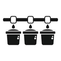 Set of three icons depicting drip coffee cups with droplets falling from above vector