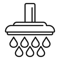 Showerhead with water drops line icon vector