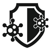 Graphic of a shield with virus symbols, depicting health defense vector