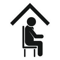 Graphic of a person sitting under a house roof, representing stay at home concept vector