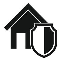 Black and white illustration of a house combined with a protective shield, symbolizing home security vector