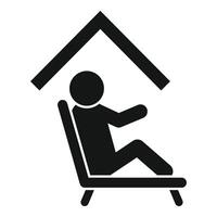 Stay at home icon with person relaxing in chair vector