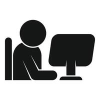 Person working on computer icon vector