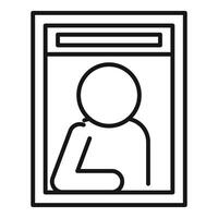 Outline of person in window frame icon vector