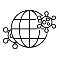 Black and white illustration of a globe with virus symbols, symbolizing a worldwide pandemic vector