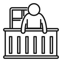 Cashier at checkout line icon vector