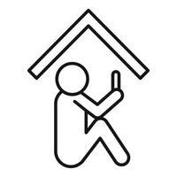 Stay home symbol stick figure sheltering vector