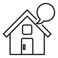 Home icon with speech bubble line art vector