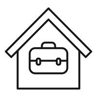 Line art icon of a briefcase inside a house, symbolizing remote work vector