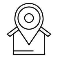 Outline illustration of a map pin with home shape vector