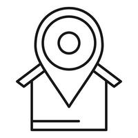 Outline illustration of a map pin with home shape vector