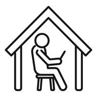 Stick figure working from home vector