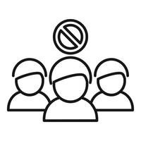 No gathering icon with three figures and prohibited sign vector