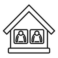 Simplistic line art of people in a house icon vector