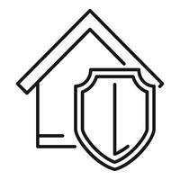 Simplistic line art of a house and a shield, symbolizing home security vector