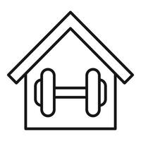 Minimalist icon representing a house with a dumbbell, symbolizing home fitness vector