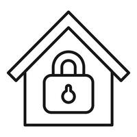 Line art illustration of a house with a padlock symbol vector