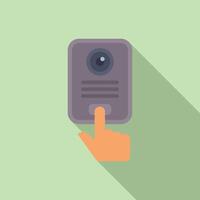 Flat design icon of hand pressing doorbell vector