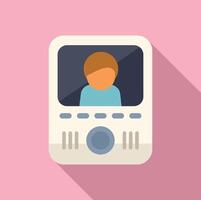 Flat design icon of a vintage tv set with a stylized human avatar on the screen, pastel background vector