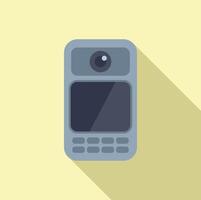 Flat design illustration of a classic mobile phone with shadow on a beige background vector