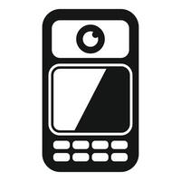 Black and white icon of an oldfashioned mobile phone with buttons vector