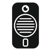 Black and white graphic of a classic microphone icon, suitable for various audiorelated designs vector