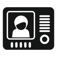 Black and white icon featuring a vintage television set with a generic human avatar vector