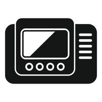 negro y blanco icono representando un retro televisión con botones vector