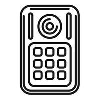 Black and white line art illustration of a smart doorbell vector