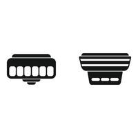 Black icons of ram and cpu computer components vector