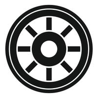 Black and white simplified car wheel icon vector