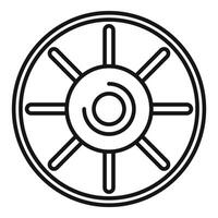 icono de línea de rueda de barco vector