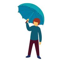 Young man with blue umbrella vector