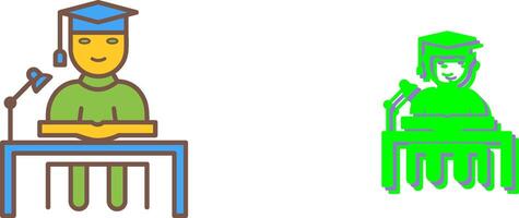 Unique Studying on Desk Icon Design vector