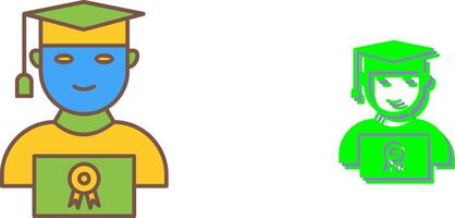 Unique Student Holding Degree Icon Design vector