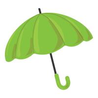 Bright green umbrella with curved handle, isolated on a white background vector