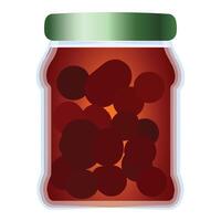 Glass jar of preserved cherries illustration vector