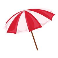 Red and white striped beach umbrella illustration vector